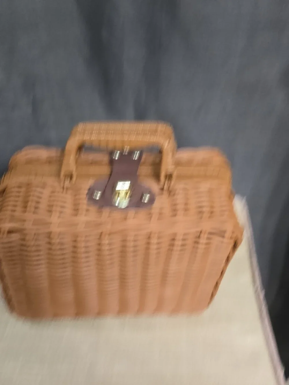 Woven Rattan Picnic Handbag in Warm Tan
